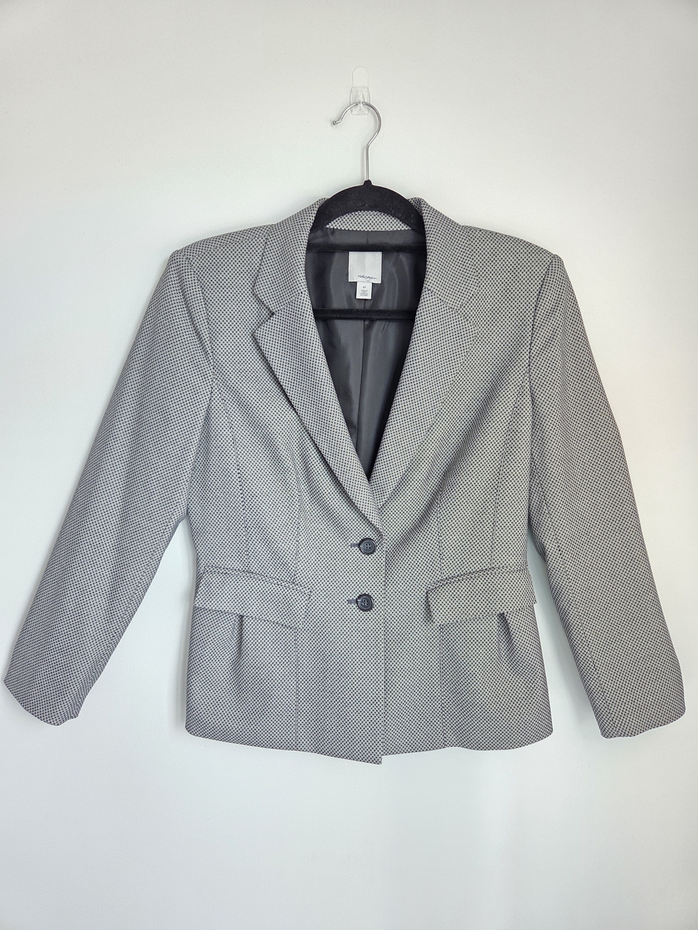 Halogen Tan & Navy Blue Micro-Patterned 2-Button Tailored Blazer Size 8P Pockets